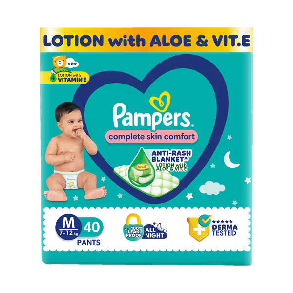 Pampers Baby Medium Taped Diapers (M,7-12 Kg) 40 Pants