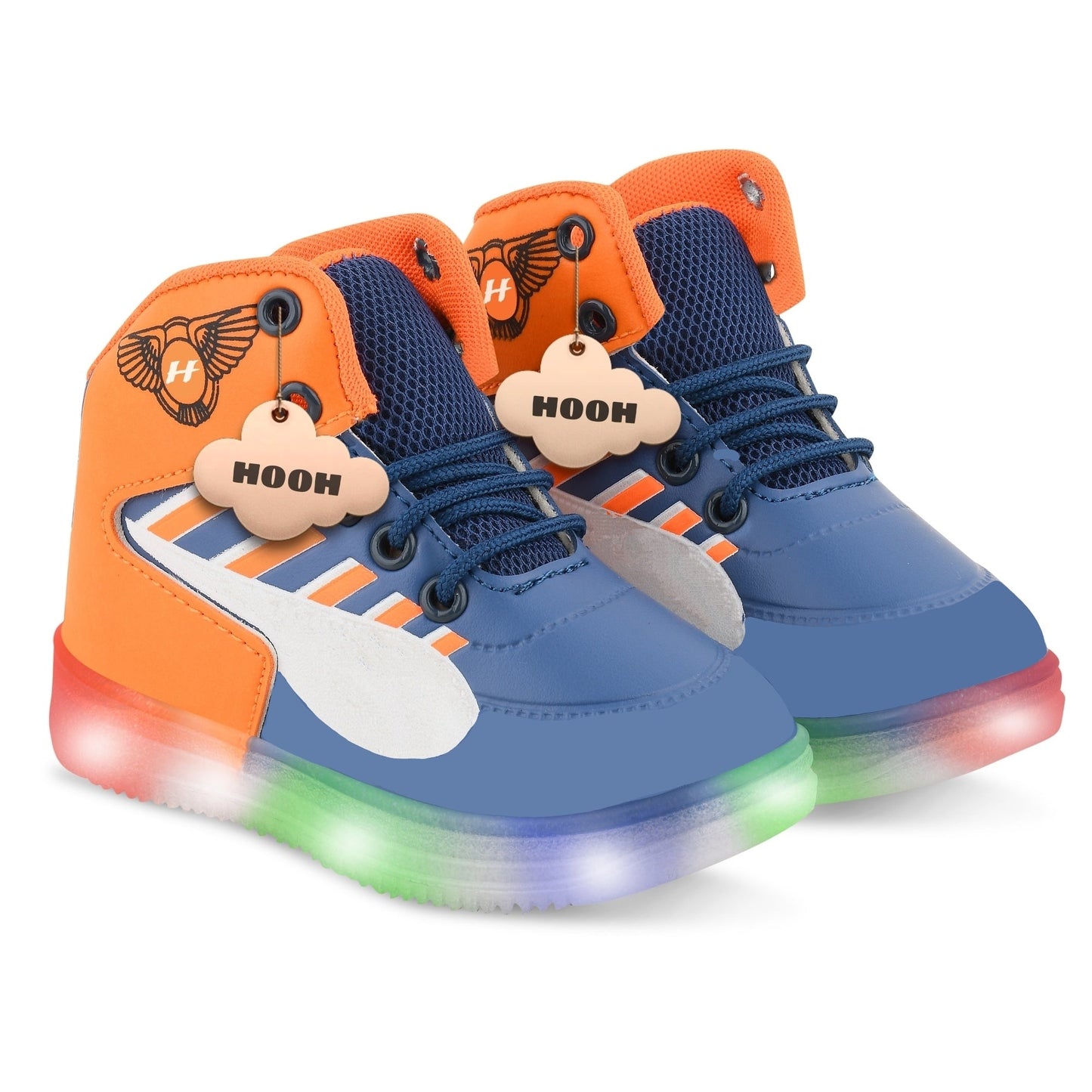 HOOH Unisex LED Light-Up Sneakers for Babies & Kids - (Red, Yellow, orange)