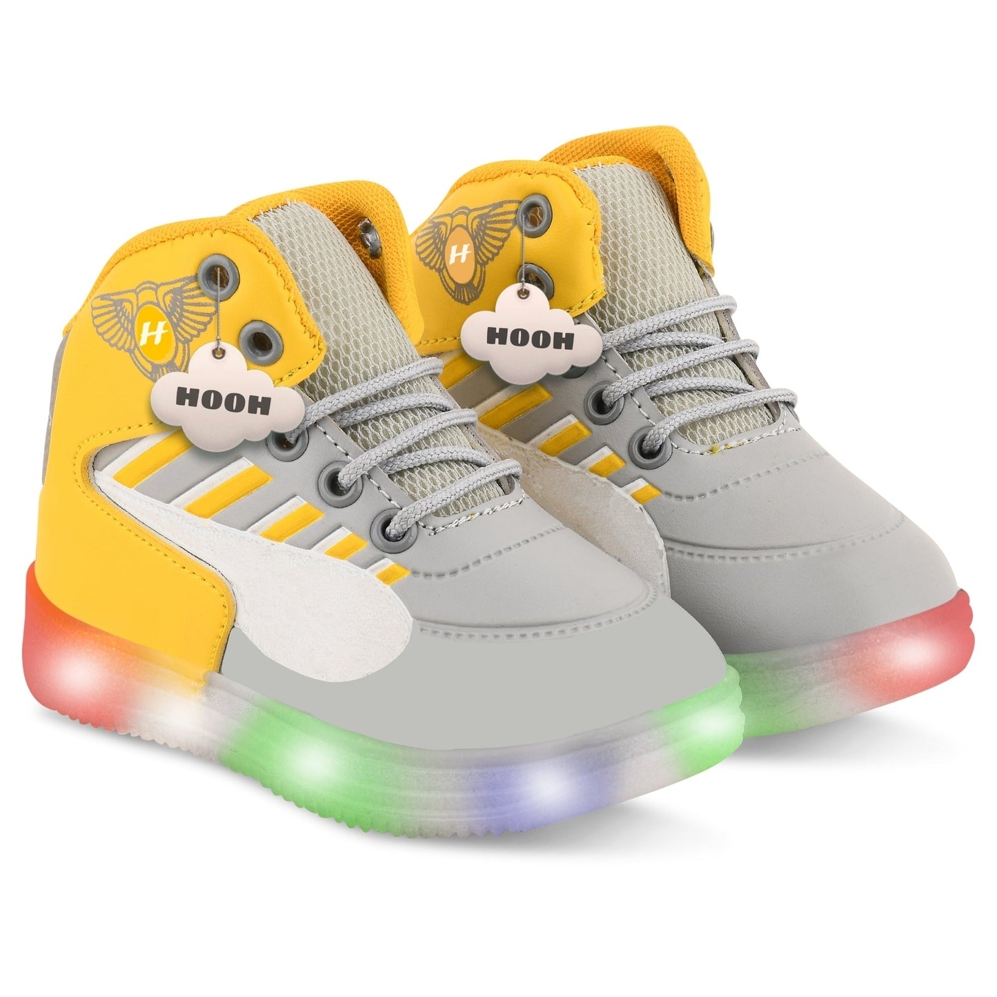 HOOH Unisex LED Light-Up Sneakers for Babies & Kids - (Red, Yellow, orange)