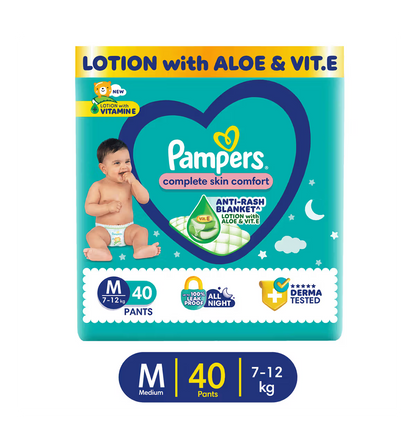 Pampers Baby Medium Taped Diapers (M,7-12 Kg) 40 Pants