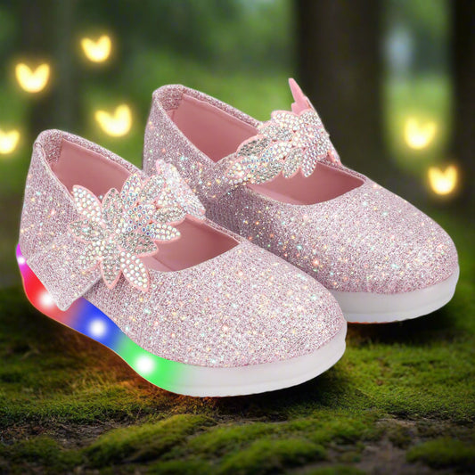 ZARINA Girls’ LED Light-Up Ballerinas – Sparkling Princess Bellies with Crystal Bow