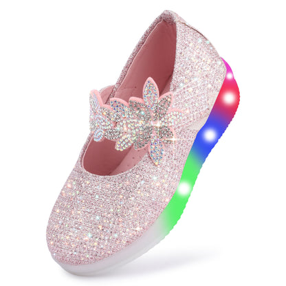 ZARINA Girls’ LED Light-Up Ballerinas – Sparkling Princess Bellies with Crystal Bow