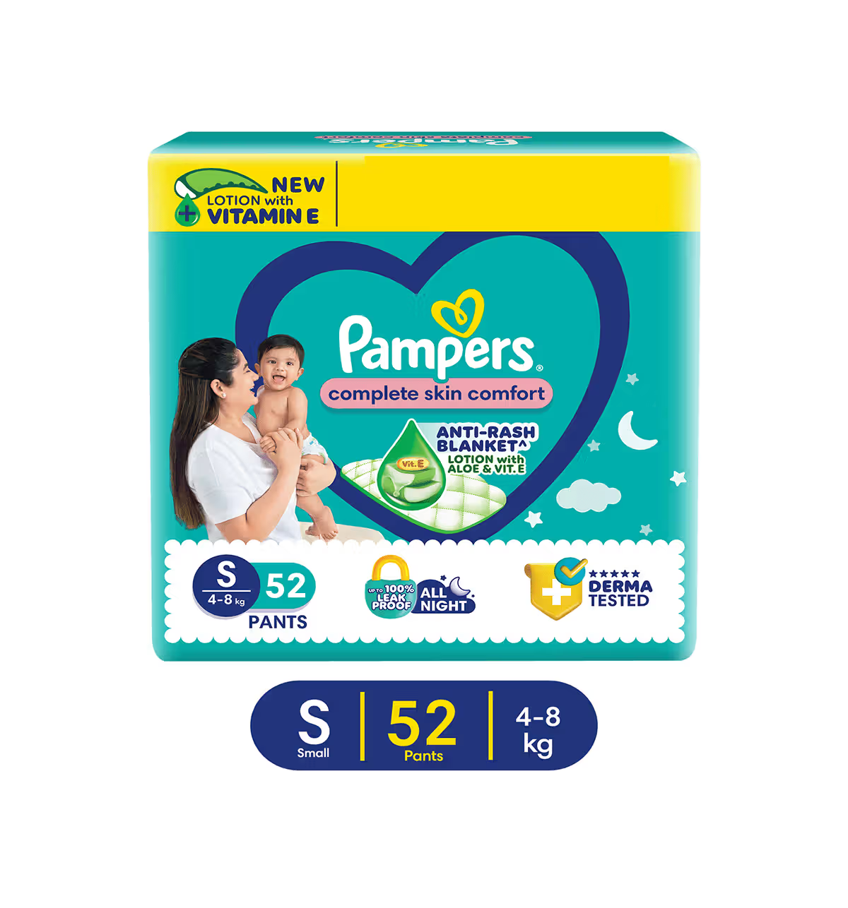 Pampers Baby Small Taped Diapers (S,4-8 Kg) 52 Pants