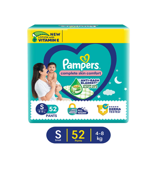Pampers Baby Small Taped Diapers (S,4-8 Kg) 52 Pants