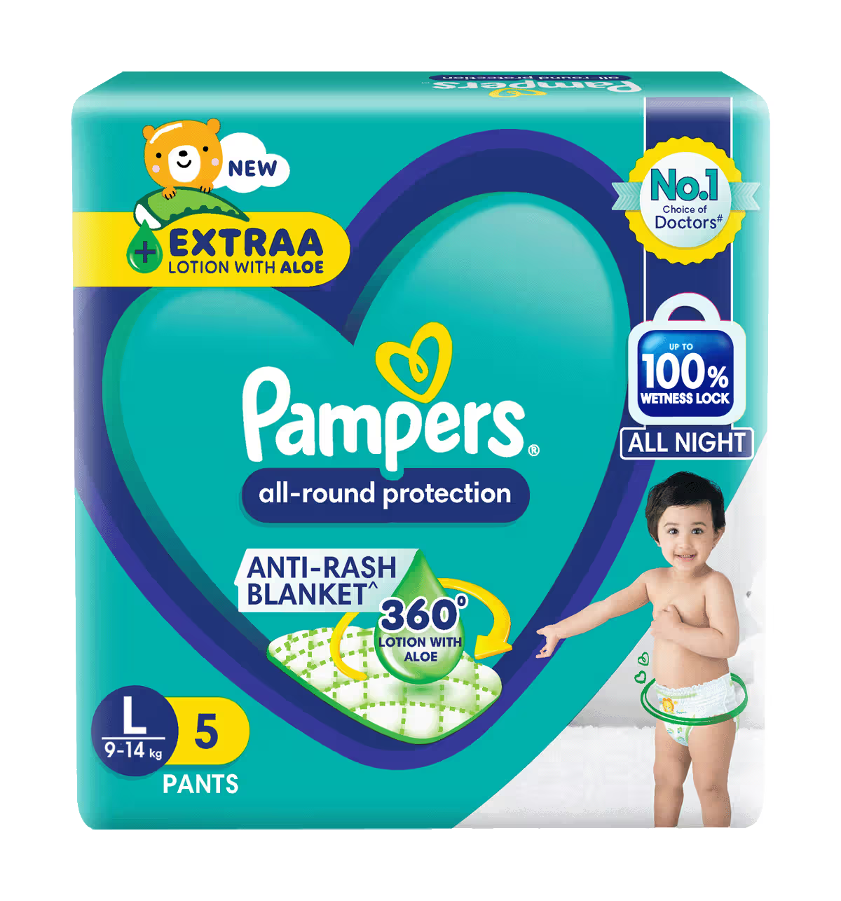 Pampers Baby Large Taped Diapers (L,9-14 Kg) 5 Pants