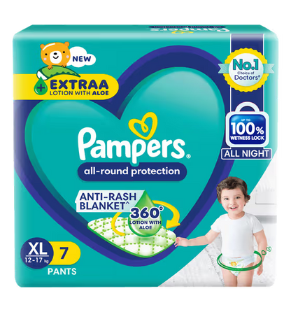 Pampers Baby Extra Large Taped Diapers (XL,12-17 Kg) 7 Pants