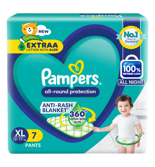 Pampers Baby Extra Large Taped Diapers (XL,12-17 Kg) 7 Pants
